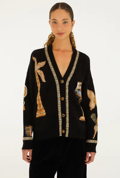 vintage sourvenirs buttoned knit cardigan
